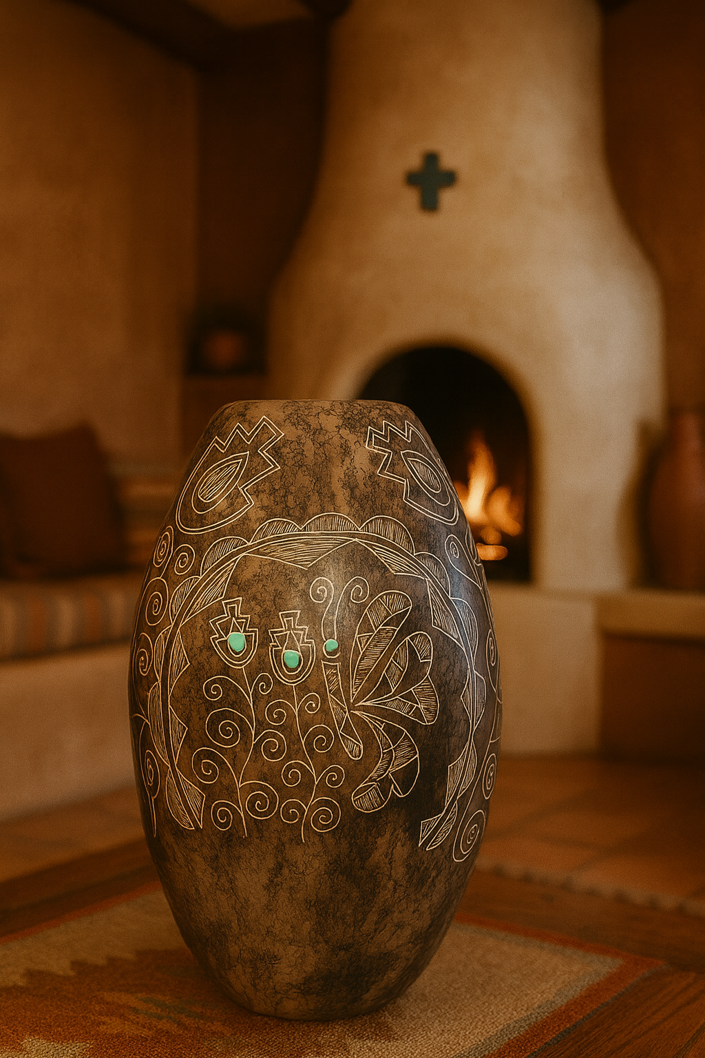 Butterfly Spirit pottery - Earth element with smoke-darkened finish